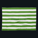 STRIPES adjustable Green with Name Kitchen Towel<br><div class="desc">Horizontal stripes against white. White lines can be recolored - feel free to play with the background colour to create new effects! Your own text/name can be modified in all ways.</div>