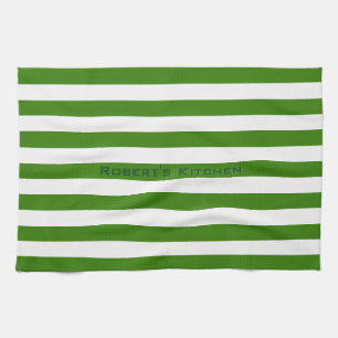 STRIPES adjustable Green with Name Kitchen Towel