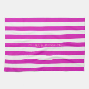 STRIPES adjustable Pink with Name Kitchen Towel
