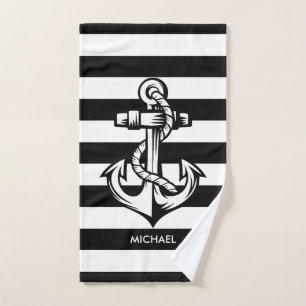 Stripes & Anchor Bath Towel Set