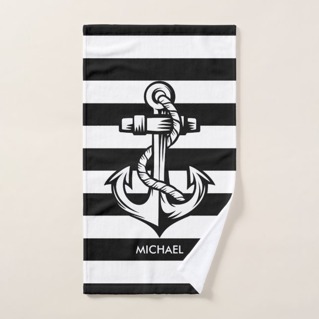 Stripes & Anchor Bath Towel Set (Hand Towel)