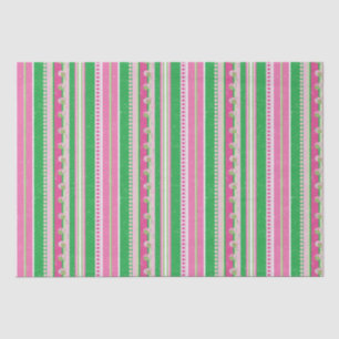 Stripes and Abstract Planets, Rose Pink and Green Tissue Paper