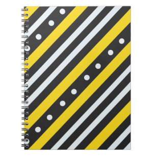 Stripes and bubbles yellow black notebook