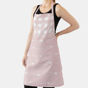 Stripes and Chequered Hearts Pattern Apron
