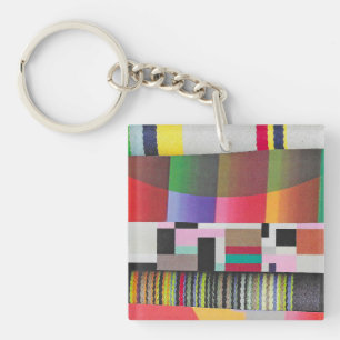 stripes and curves collage keychain