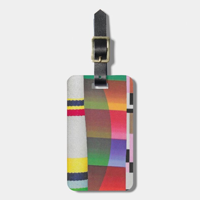 stripes and curves collage luggage tag (Front Vertical)