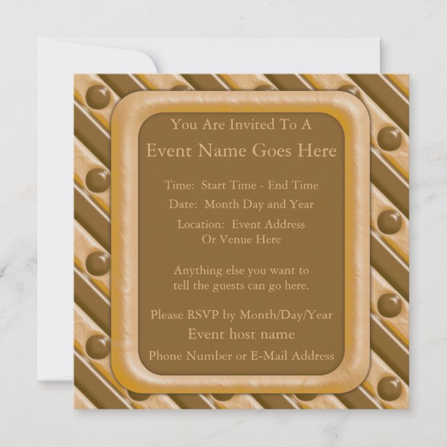 Stripes and Dots - Chocolate Peanut Butter Invitation (Front)