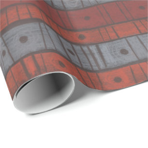 "Stripes and dots" pattern in earth tones Wrapping Paper