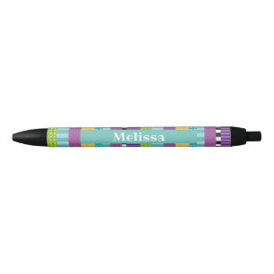 Stripes and Dots Personalized Black Ink Pen