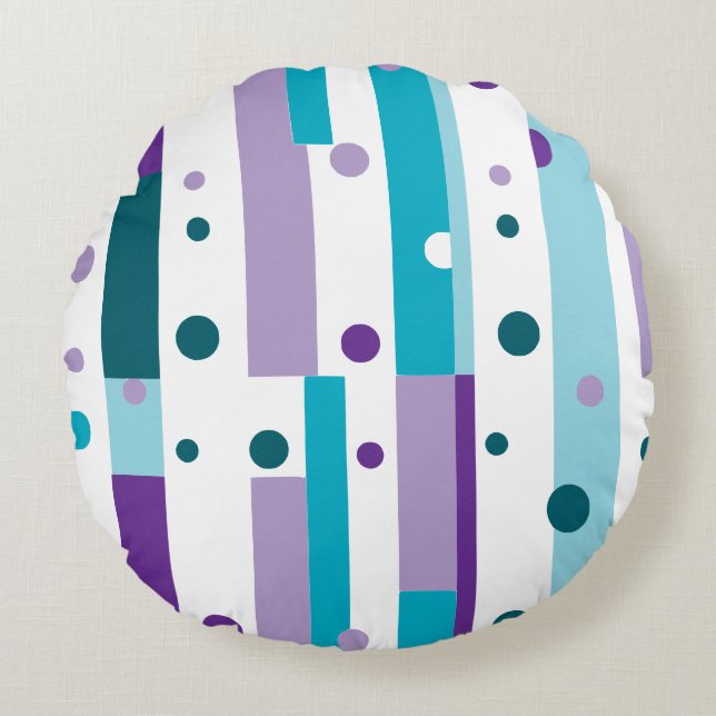 Stripes and dots round pillow (Front)