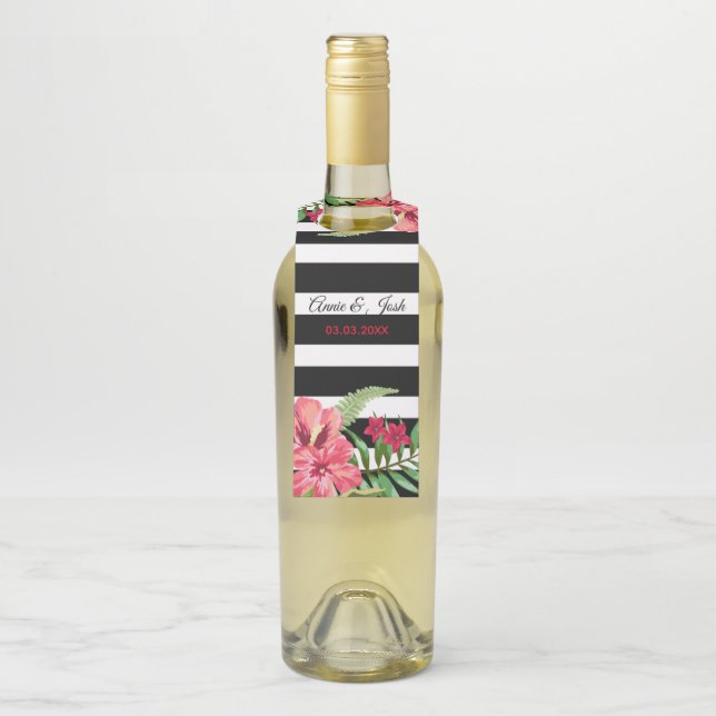 Stripes And Flowers Bottle Tag (On Bottle)