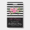 Stripes and Flowers Chic Bachelorette Party Badge