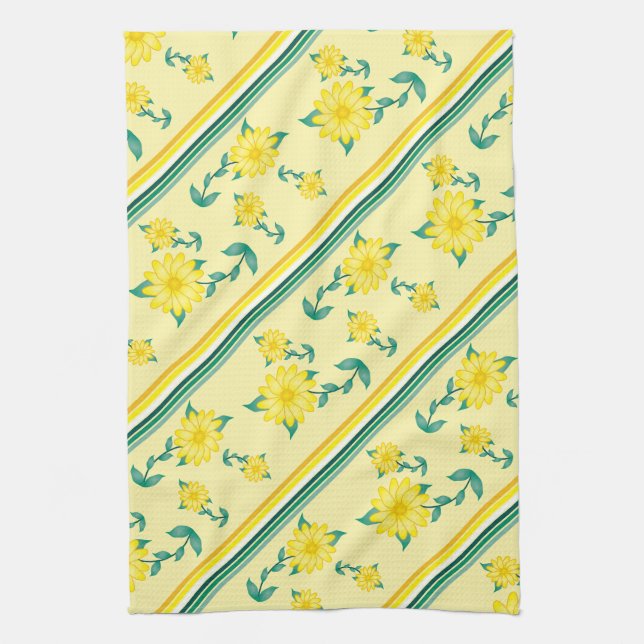 Stripes and flowers kitchen towel (Vertical)
