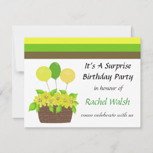 Stripes and Flowers Surprise Party Invitation