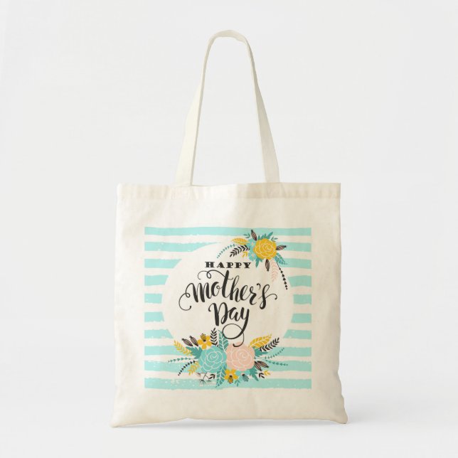 Stripes And Flowers Tote Bag (Front)