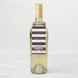 Stripes and Flowers Wine Bottle Favour Tag