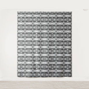 Stripes and geometric shapes grey white tapestry