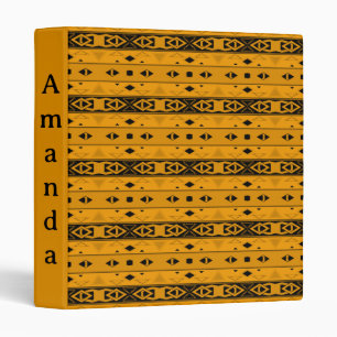 Stripes and geometric shapes yellow black binder