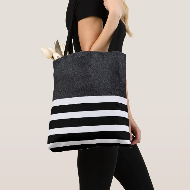 Stripes and Glitter Tote Bag (Close Up)