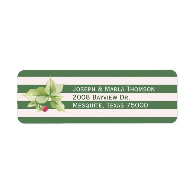 Stripes and Holly Christmas Address Labels (Front)