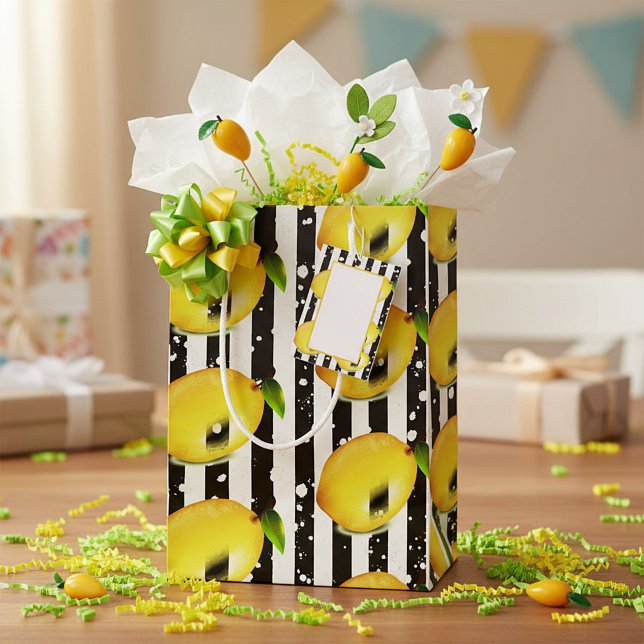 Stripes and lemons medium gift bag (Creator Uploaded)