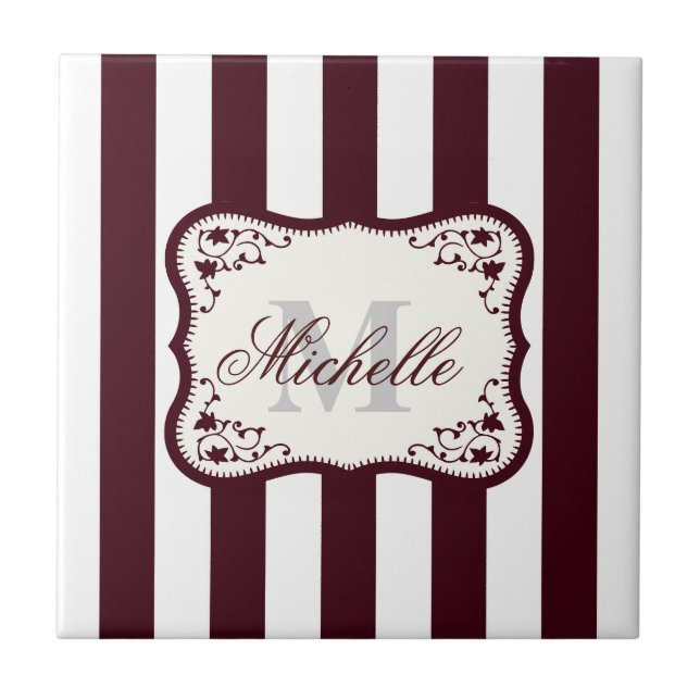 Stripes and Monogram Tile (Front)