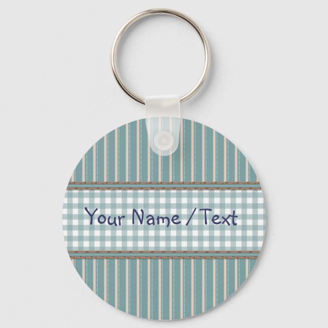 Stripes and plaid design keychain (Front)
