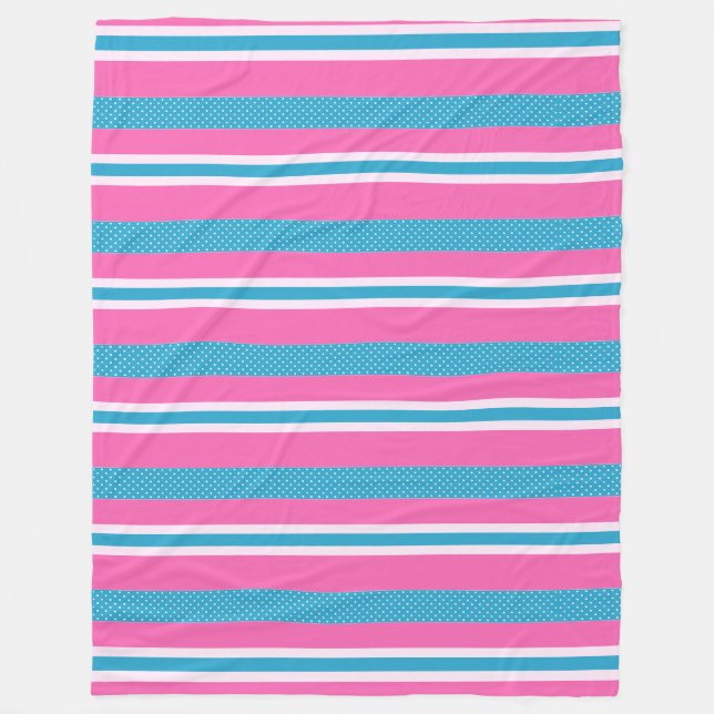 Stripes and Polka Dots Fleece Blanket (Front)