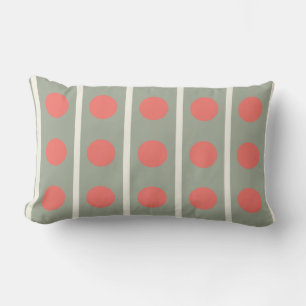 Stripes and Polka Dots in Orange and Cream Lumbar Pillow