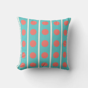 Stripes and Polka Dots in Orange and Cream Throw Pillow