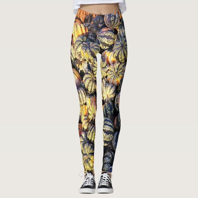 Stripes And Pumpkins  Leggings (Front)