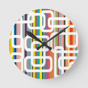 Stripes and Rectangles Round Clock