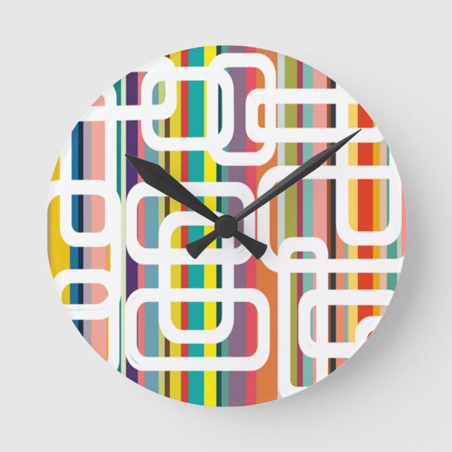 Stripes and Rectangles  Round Clock (Front)