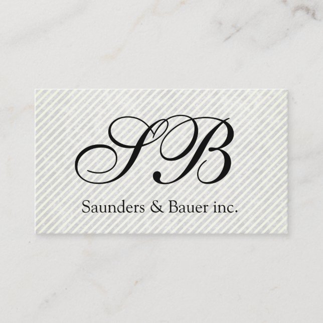 Stripes and Script Monogram Business Card (Front)