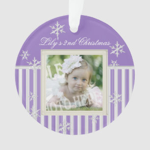 Stripes and Snowflakes Winter Photo Ornament