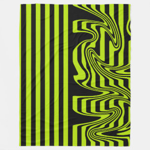Stripes and Swirls - Lime Green and Black Fleece Blanket