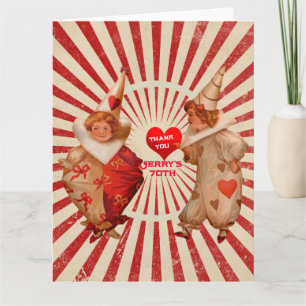 Stripes and Vintage Clowns with Thank-you Heart Card