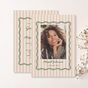 Stripes and Wavy Frame Graduation Card with Photo