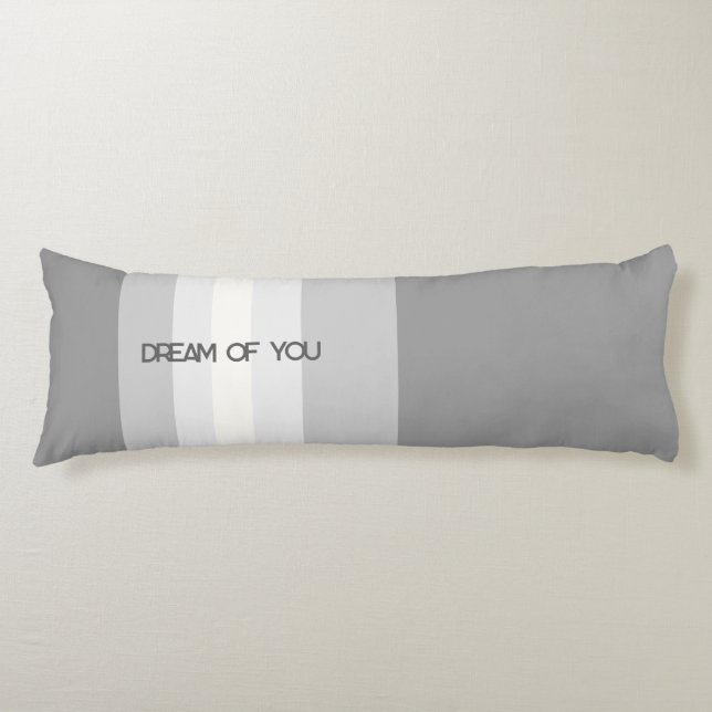 Stripes and Words on Grey Gradient Body Pillow (Front)