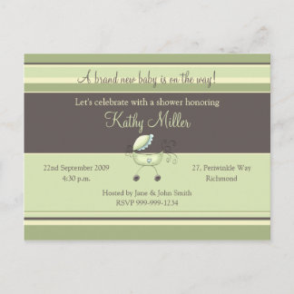 Stripes Baby Shower Invitation Postcard
