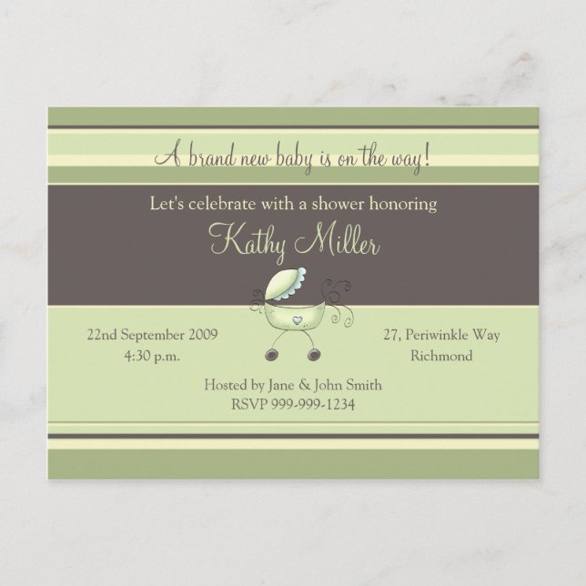 Stripes Baby Shower Invitation Postcard (Front)