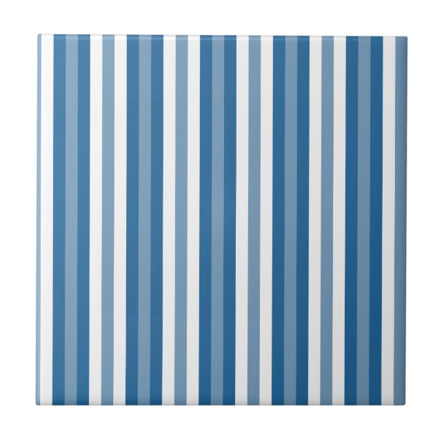 Stripes Background Blue and White Tile (Front)
