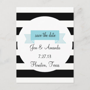 Stripes & Banner Save the Date Postcard