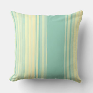 Stripes Beachy Blues and Wheat Blends Throw Pillow