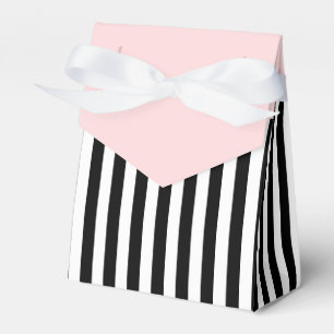 Stripes Black And White Ribbon Pink Wedding Gift Favor Box