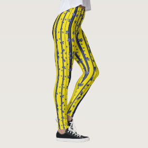 Stripes - Blue and Yellow (with florals) Leggings