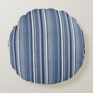 Stripes Blue Round Pillow