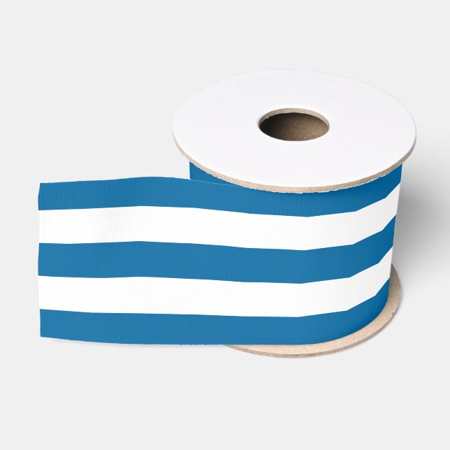 Stripes | Blue & White | Customizable | Grosgrain Ribbon (Spool)