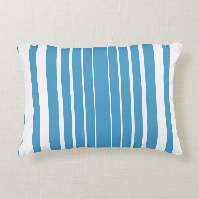 Stripes Blue White Vertical  Accent Pillow (Front)