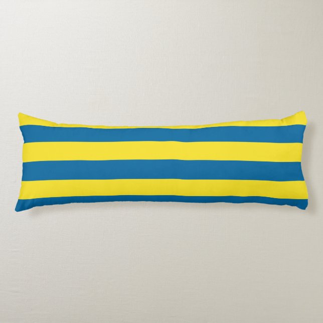 Stripes | Blue & Yellow | Customizable Body Pillow (Front)